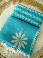 sky linen  flower saree