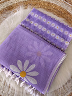 lavender linen  flower saree