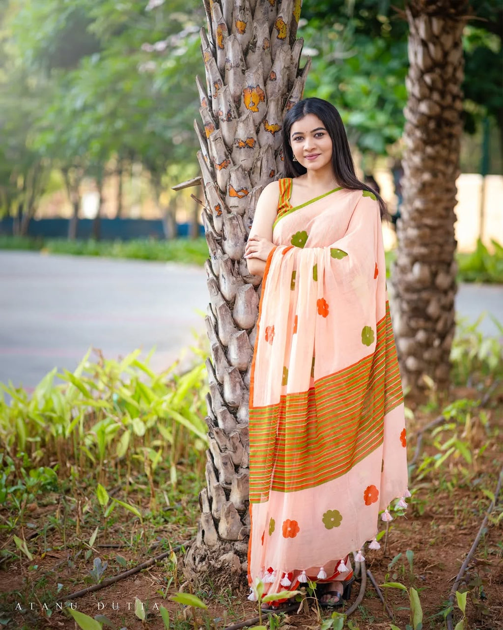 linen printed saree