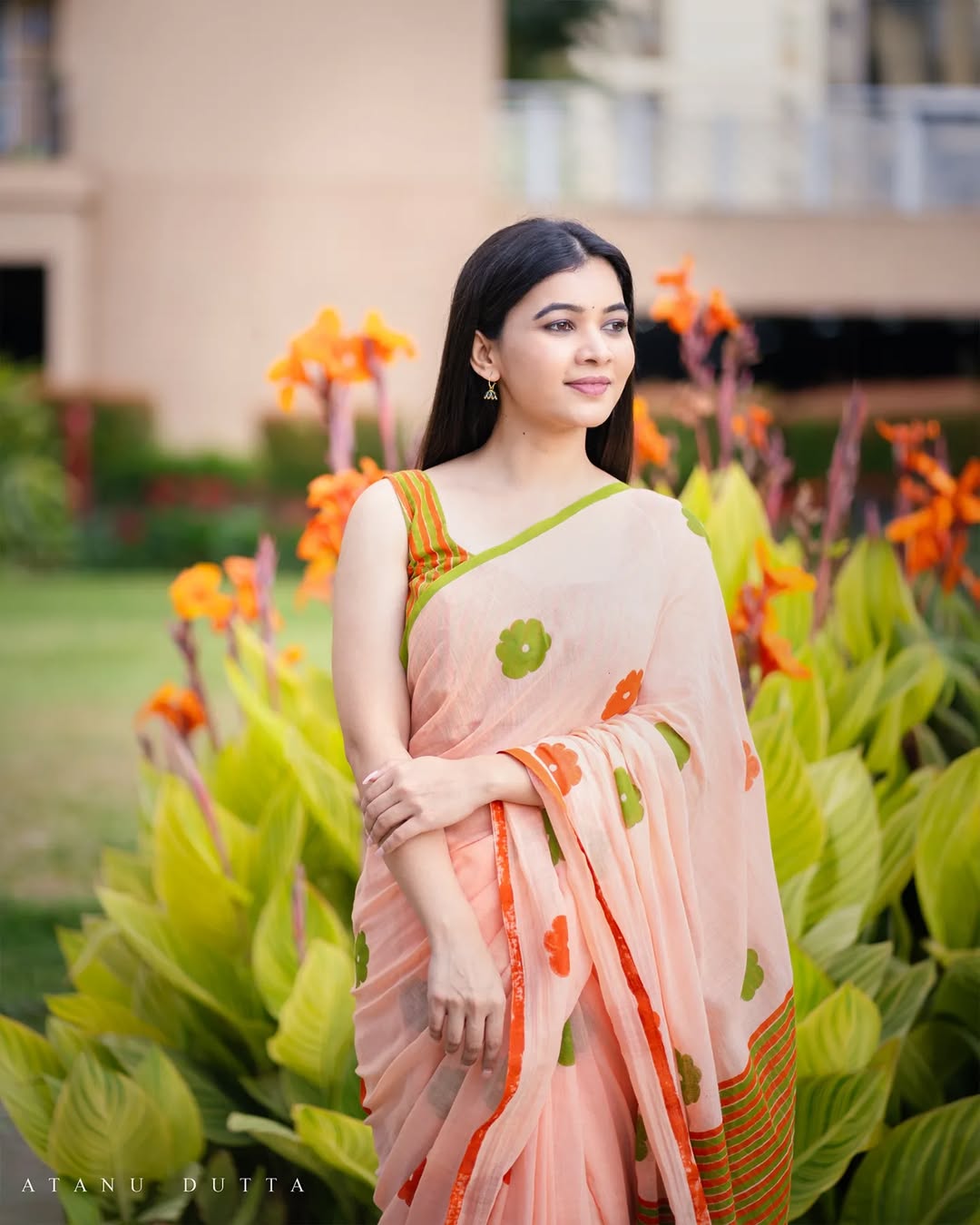 linen printed saree