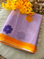 linen printed saree
