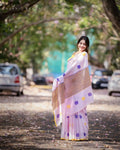 linen printed saree