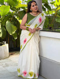linen printed saree