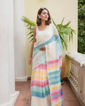 linen printed saree