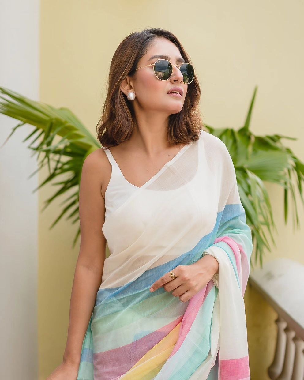 linen printed saree