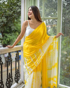 Premium Linen Color Printed Saree with Handmade Zalar | Ultra HD Ink Print | 6.30 Meter with Blouse Piece
