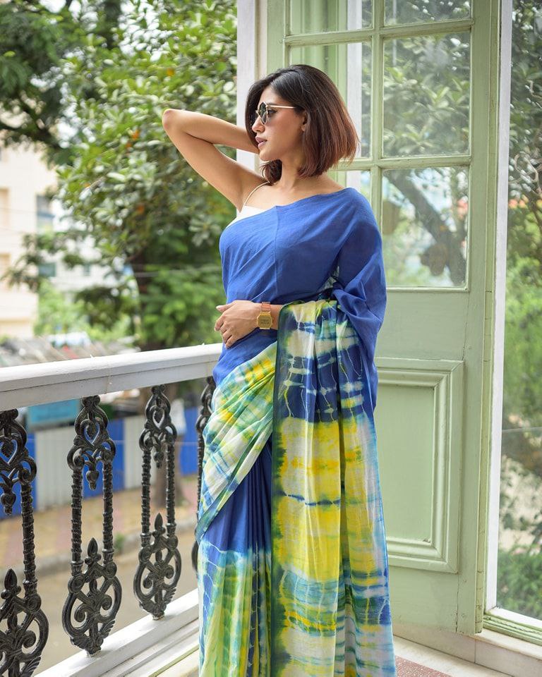 Premium Linen Color Printed Saree with Handmade Zalar | Ultra HD Ink Print | 6.30 Meter with Blouse Piece