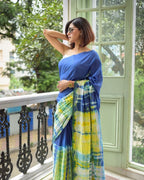 Premium Linen Color Printed Saree with Handmade Zalar | Ultra HD Ink Print | 6.30 Meter with Blouse Piece