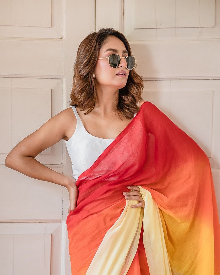 Premium Linen Ombre Saree with Handmade Zalar | Ultra HD Ink Print | 6.30 Meter with Blouse Piece