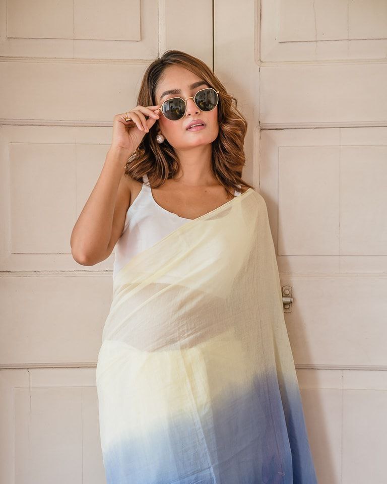 Premium Linen Ombre Saree with Handmade Zalar | Ultra HD Ink Print | 6.30 Meter with Blouse Piece