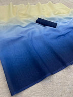 Premium Linen Ombre Saree with Handmade Zalar | Ultra HD Ink Print | 6.30 Meter with Blouse Piece