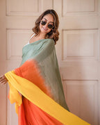 Premium Linen Ombre Saree with Handmade Zalar | Ultra HD Ink Print | 6.30 Meter with Blouse Piece