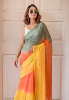 Premium Linen Ombre Saree with Handmade Zalar | Ultra HD Ink Print | 6.30 Meter with Blouse Piece