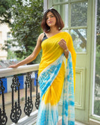 Premium Linen Color Printed Saree with Handmade Zalar | Ultra HD Ink Print | 6.30 Meter with Blouse Piece