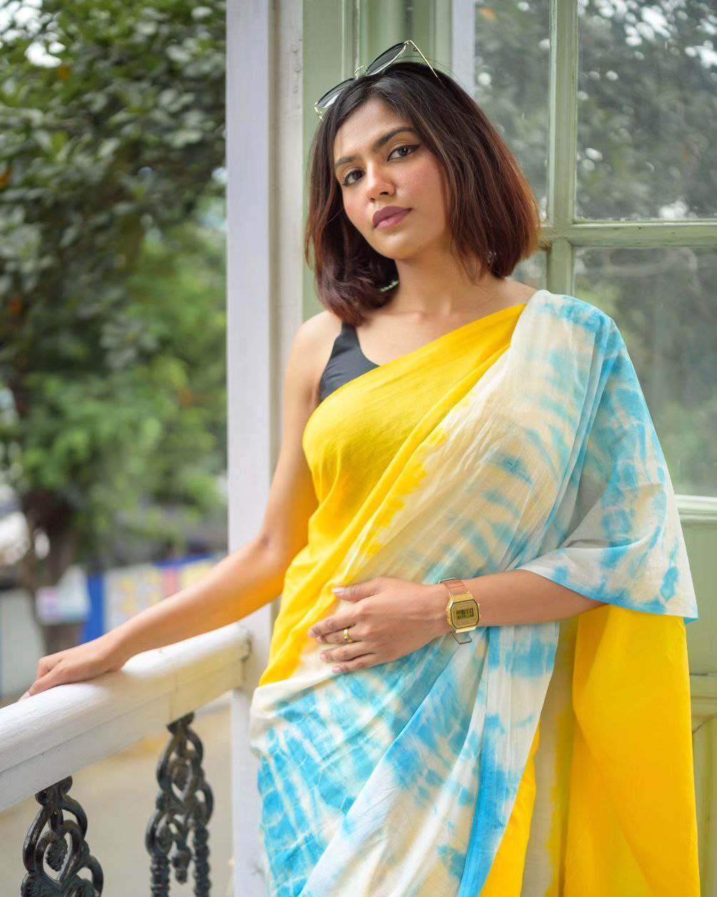 Premium Linen Color Printed Saree with Handmade Zalar | Ultra HD Ink Print | 6.30 Meter with Blouse Piece