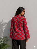 Red Teapot Print Cotton Kurti for Women