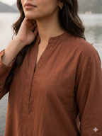 Cinnamon Breeze Co-Ord Set – Brown Straight Fit Kurti & Palazzo