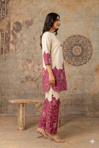 panel design pink kurti