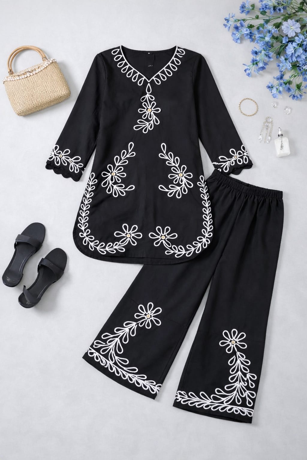 black embroidery