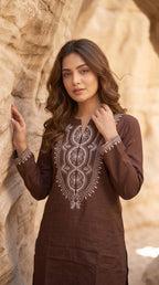 Premium Embroidered Cotton Co-Ord Set for Women | Ethnic Casual Kurta Pant Set (Copy)