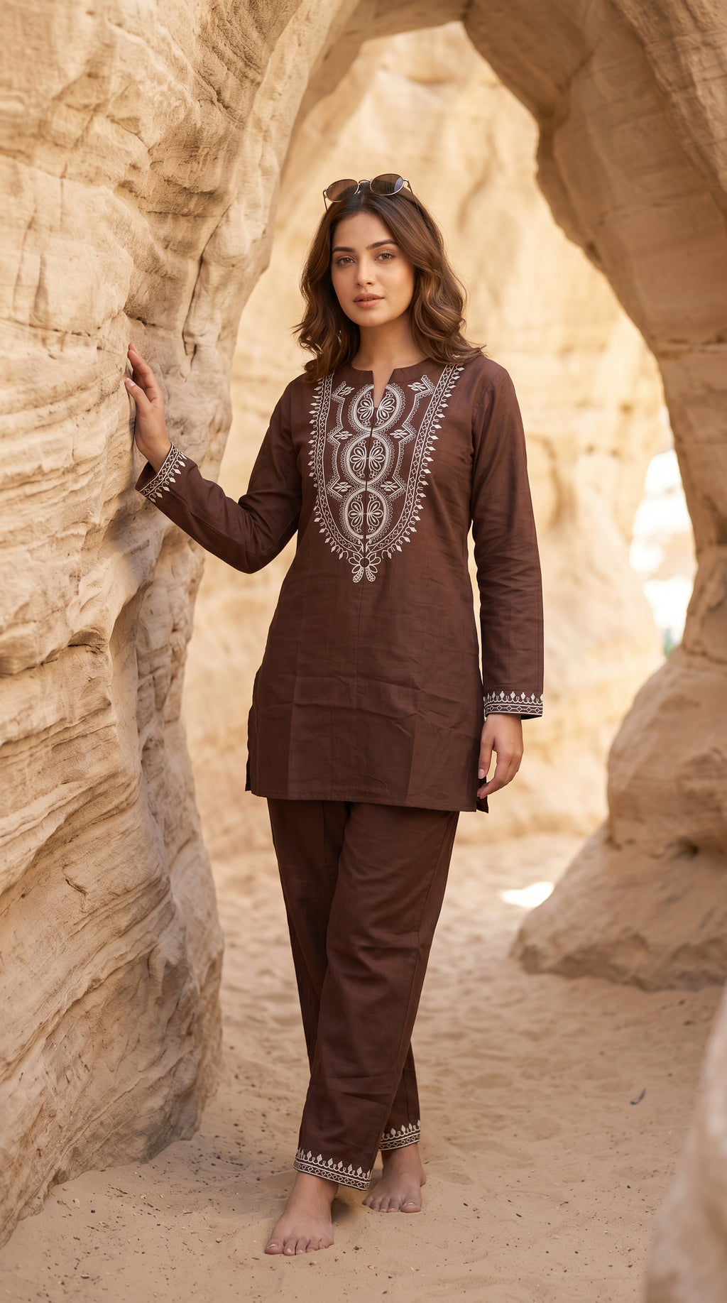Premium Embroidered Cotton Co-Ord Set for Women | Ethnic Casual Kurta Pant Set (Copy)