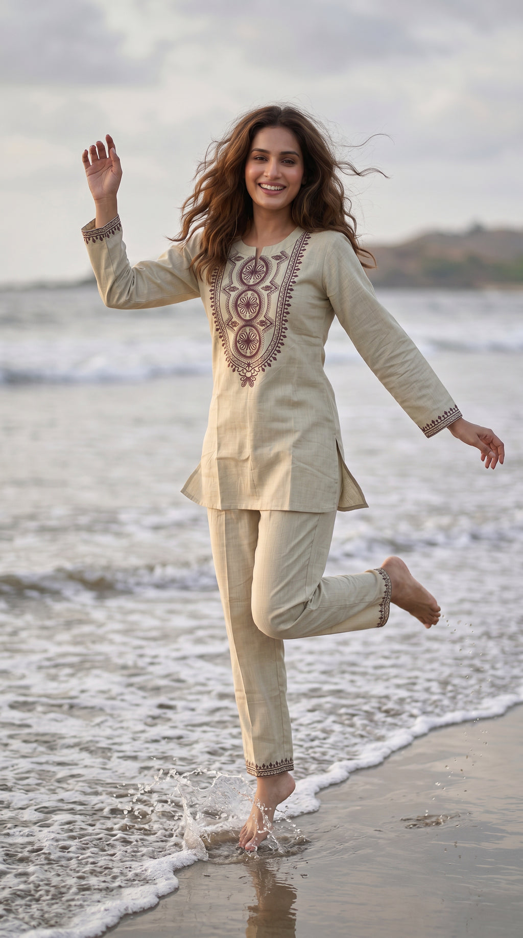 Premium Embroidered Cotton Co-Ord Set for Women | Ethnic Casual Kurta Pant Set