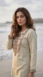 Premium Embroidered Cotton Co-Ord Set for Women | Ethnic Casual Kurta Pant Set