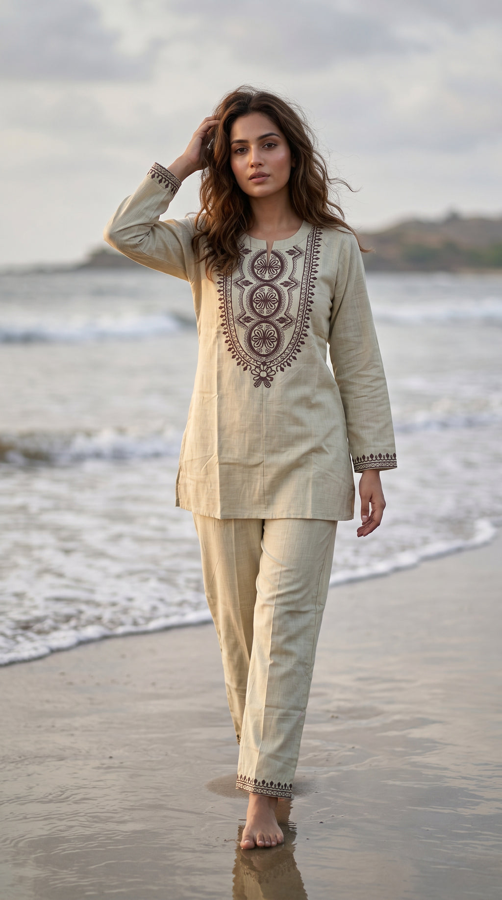 Premium Embroidered Cotton Co-Ord Set for Women | Ethnic Casual Kurta Pant Set