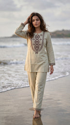 Premium Embroidered Cotton Co-Ord Set for Women | Ethnic Casual Kurta Pant Set