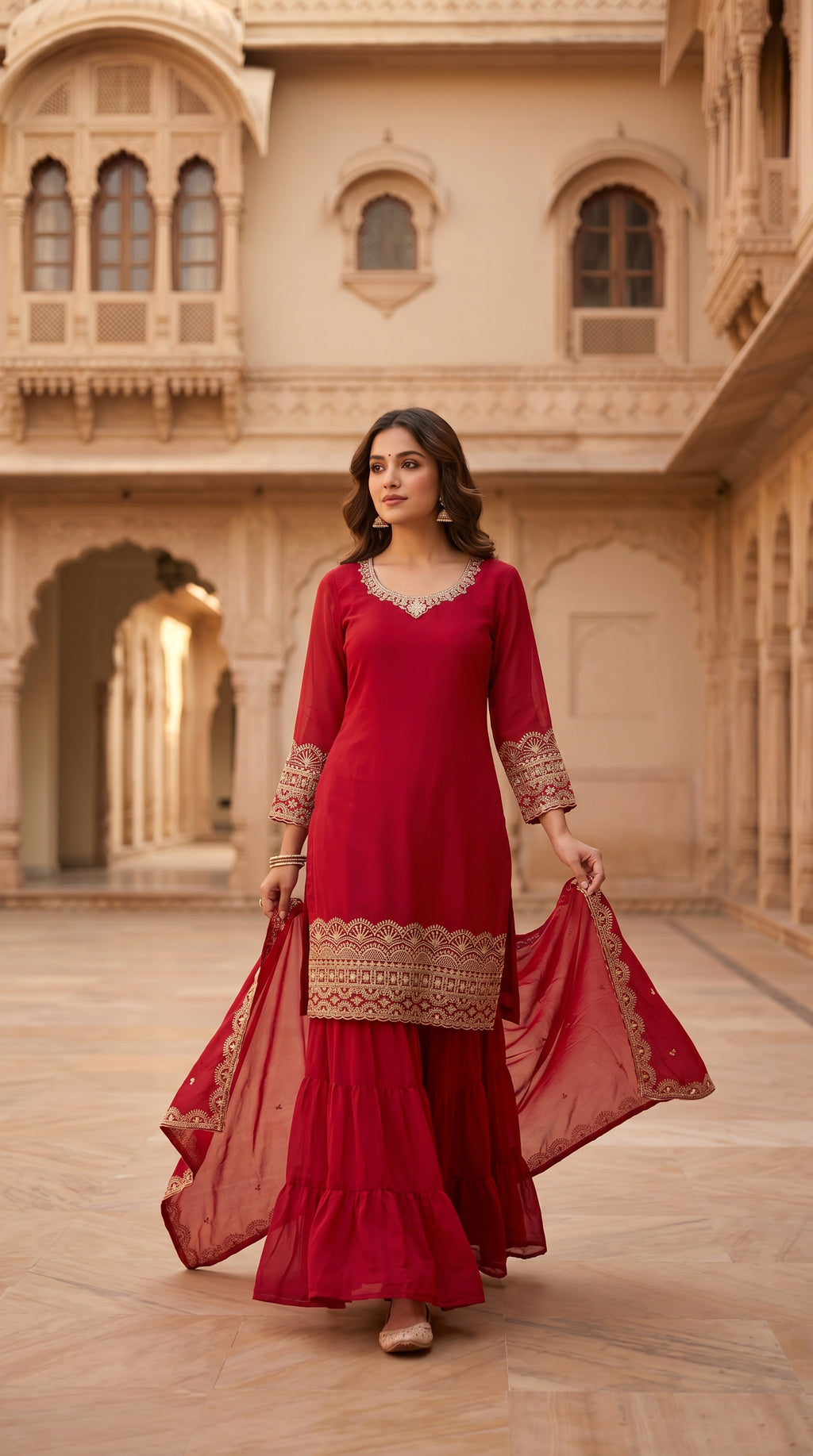 Noir Elegance Embroidered Sharara Suit Set with Dupatta (Copy)
