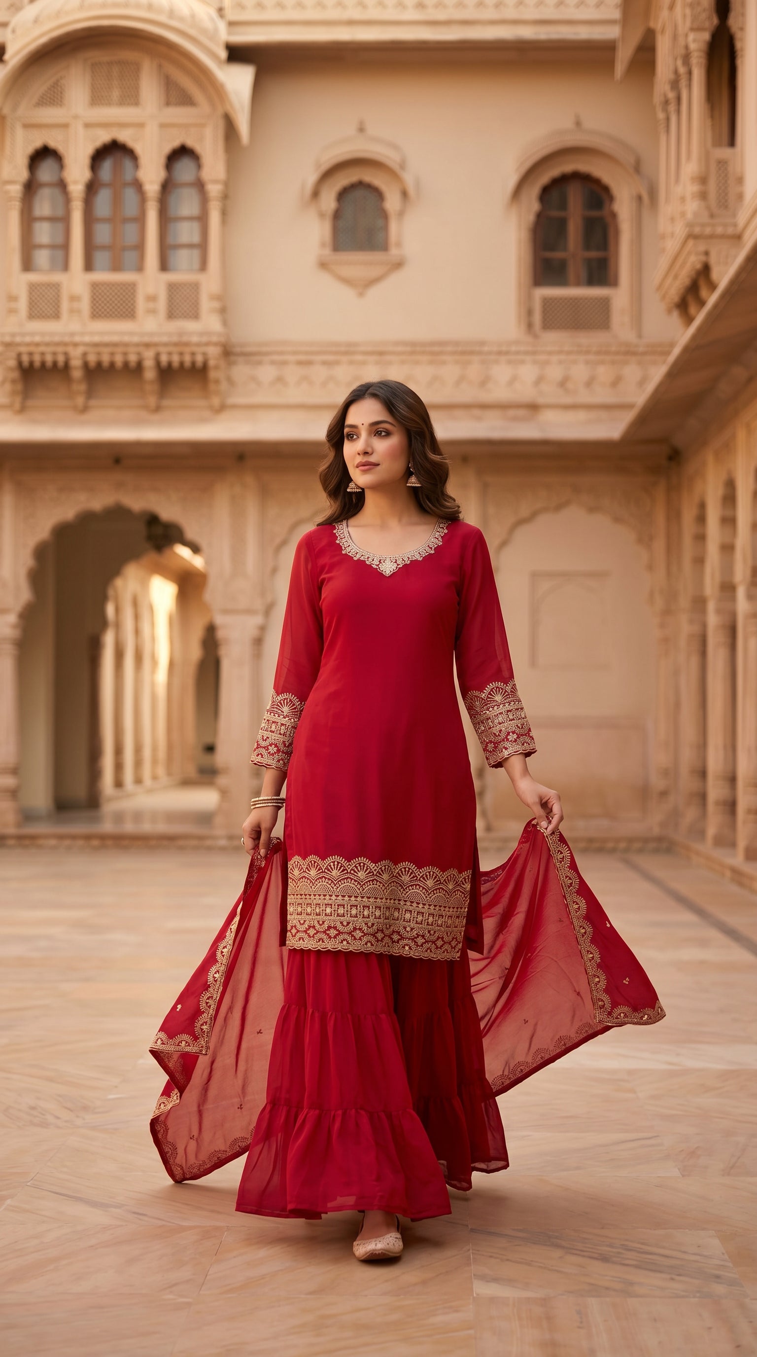 Noir Elegance Embroidered Sharara Suit Set with Dupatta (Copy)