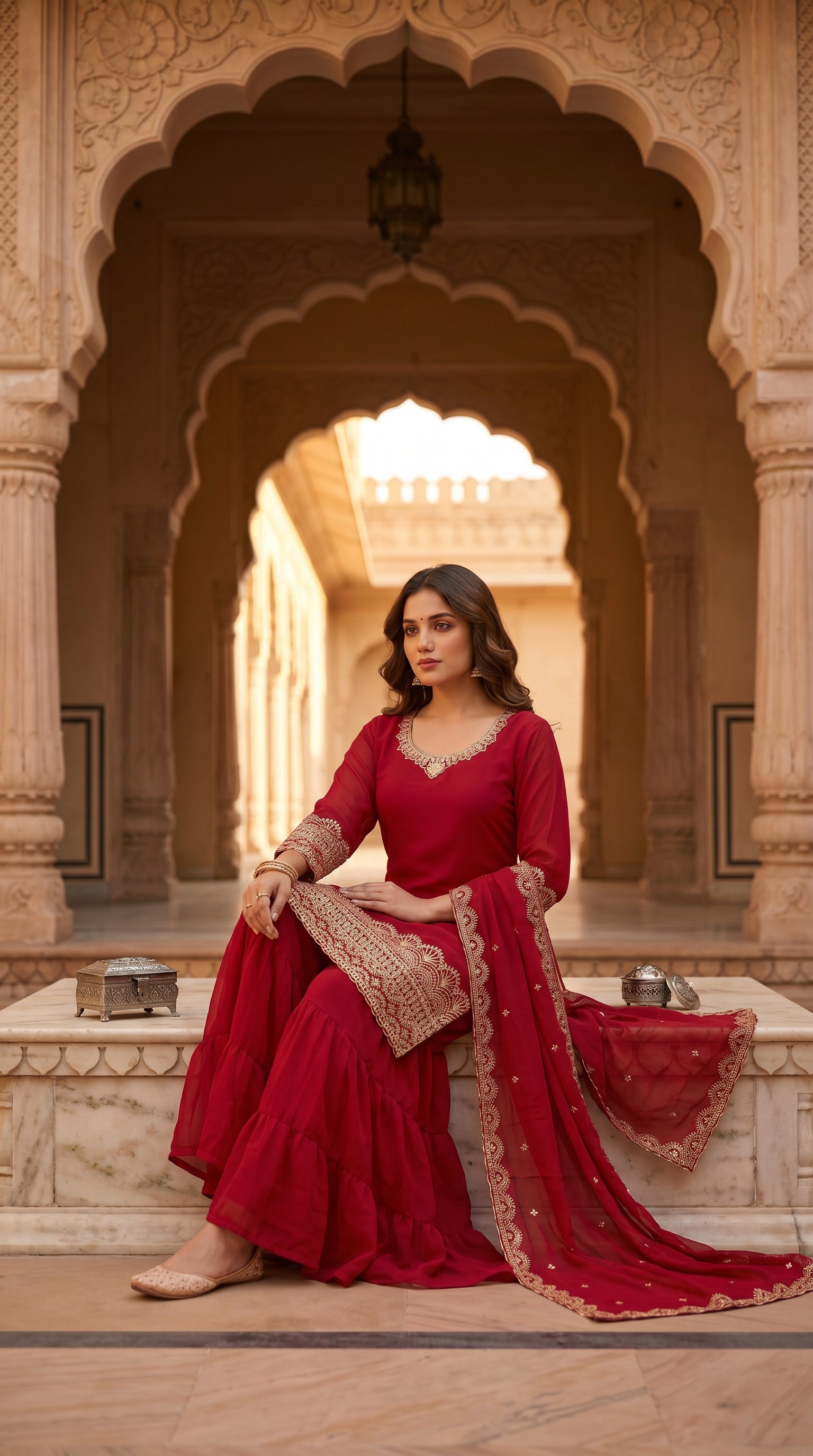 Noir Elegance Embroidered Sharara Suit Set with Dupatta (Copy)