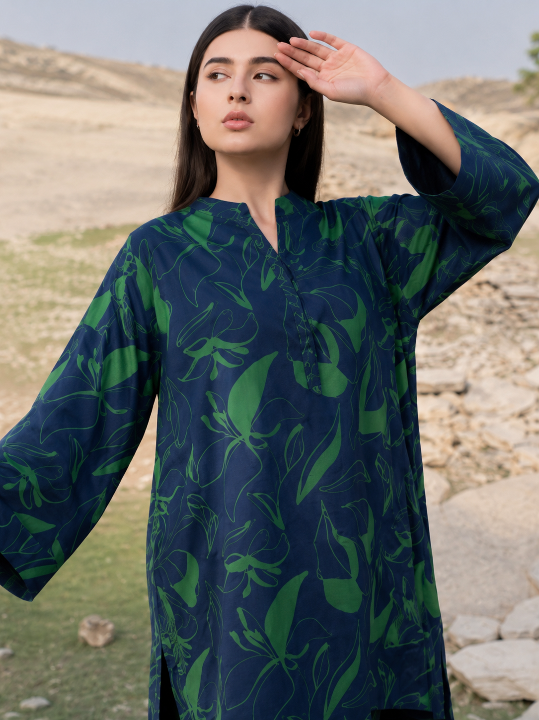 Midnight Bloom Printed Co-Ord Kurti Set for Women