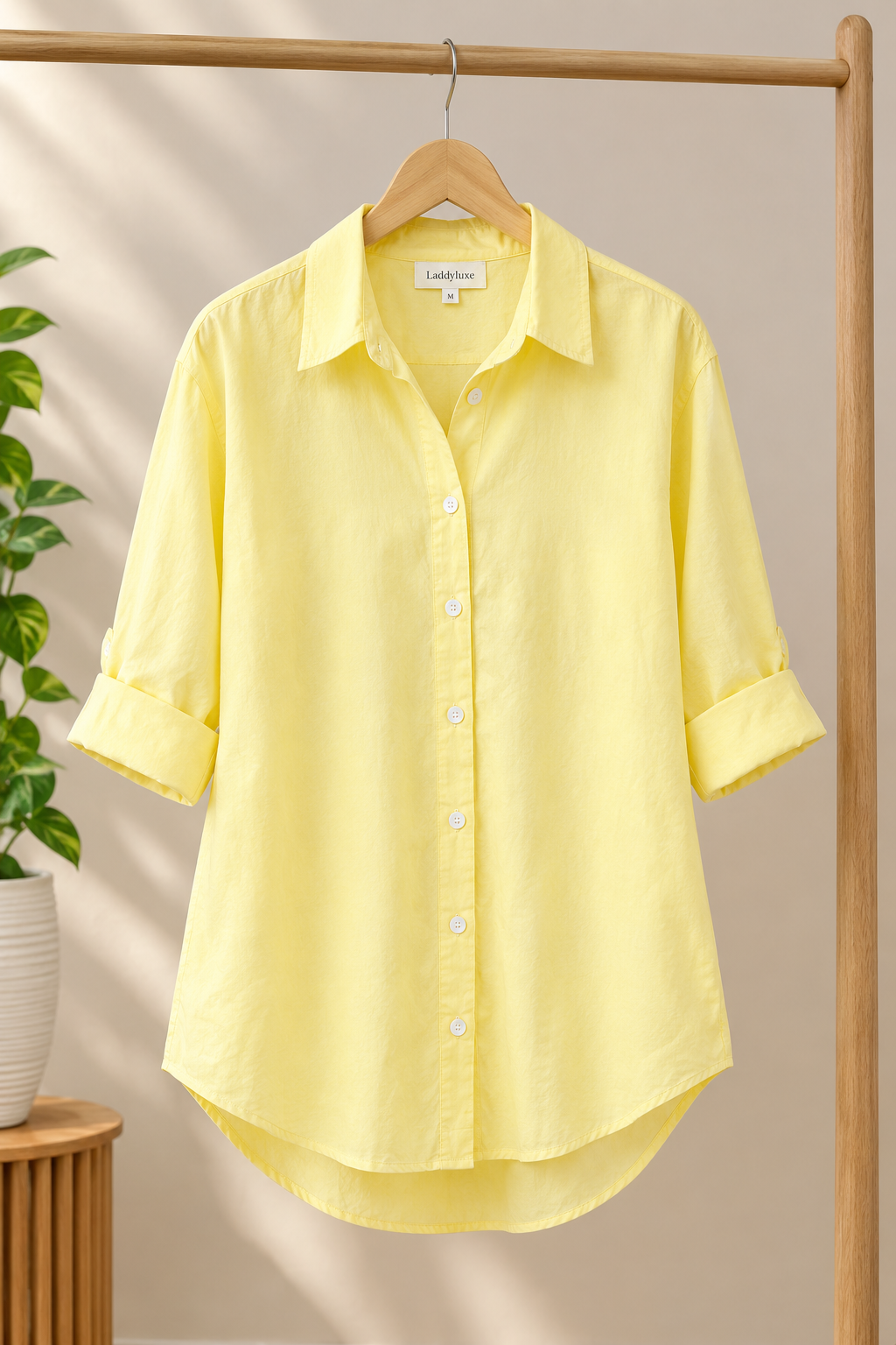 Pastel Yellow Cotton Shirt for Women | Full Sleeve Casual Shirt