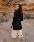 Black V-Neck Kurti with Heart embroidery Wide-Leg Palazzo Set