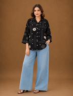 Black Bandhani Print Shirt for Women