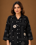Black Bandhani Print Shirt for Women