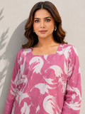 Women's Pink Abstract Print Square Neck Cotton Blend Top