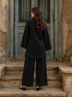 Midnight Elegance Co-Ord Set – Black Straight Fit Kurti & Palazzo
