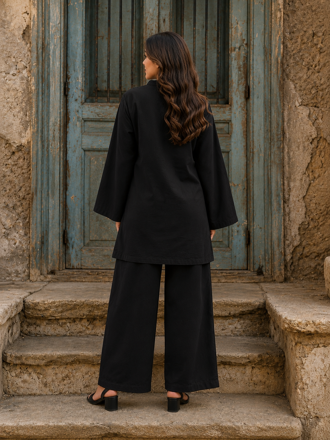 Midnight Elegance Co-Ord Set – Black Straight Fit Kurti & Palazzo