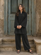 Midnight Elegance Co-Ord Set – Black Straight Fit Kurti & Palazzo
