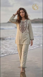 Premium Embroidered Cotton Co-Ord Set for Women | Ethnic Casual Kurta Pant Set