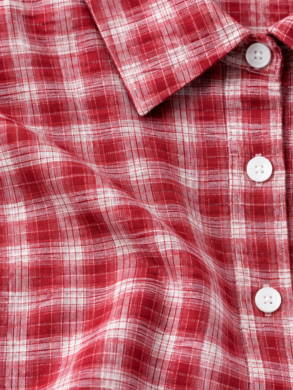 Red Checkered Pure Crepe Sleeveless Shirt