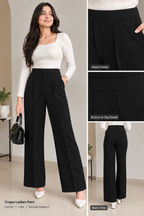 Black pure Lycra Wide-Leg Comfort Pants –  black